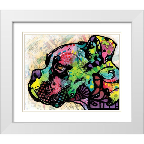 Profile Boxer Deco White Modern Wood Framed Art Print with Double Matting by Dean Russo Collection