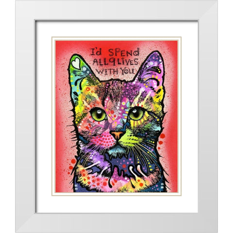 9 Lives White Modern Wood Framed Art Print with Double Matting by Dean Russo Collection