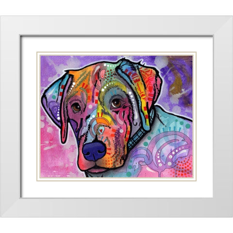 Petunia White Modern Wood Framed Art Print with Double Matting by Dean Russo Collection