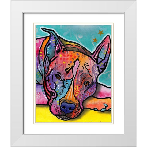 Yoda White Modern Wood Framed Art Print with Double Matting by Dean Russo Collection