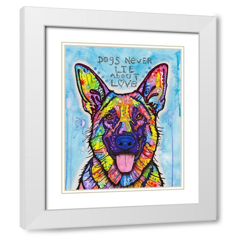 Dogs Never Lie White Modern Wood Framed Art Print with Double Matting by Dean Russo Collection