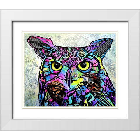 The Owl White Modern Wood Framed Art Print with Double Matting by Dean Russo Collection