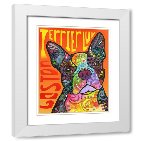 Boston Luv White Modern Wood Framed Art Print with Double Matting by Dean Russo Collection