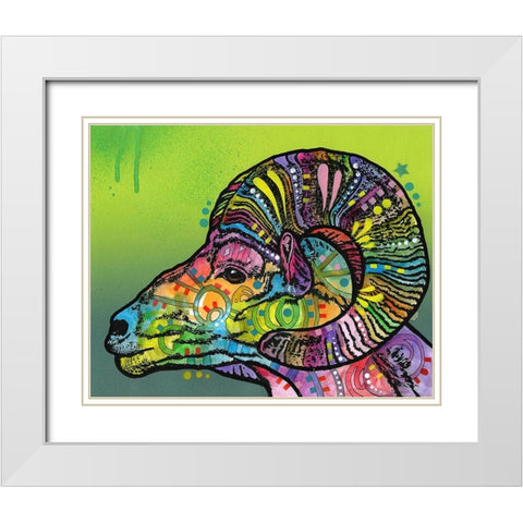 Ram White Modern Wood Framed Art Print with Double Matting by Dean Russo Collection