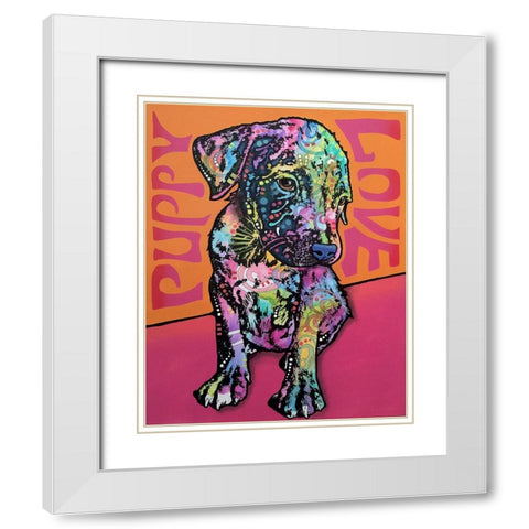 Puppy Love White Modern Wood Framed Art Print with Double Matting by Dean Russo Collection