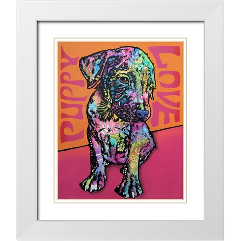 Puppy Love White Modern Wood Framed Art Print with Double Matting by Dean Russo Collection