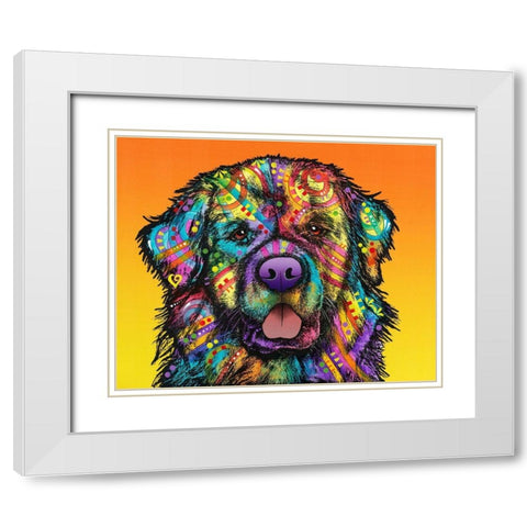 Newfie White Modern Wood Framed Art Print with Double Matting by Dean Russo Collection