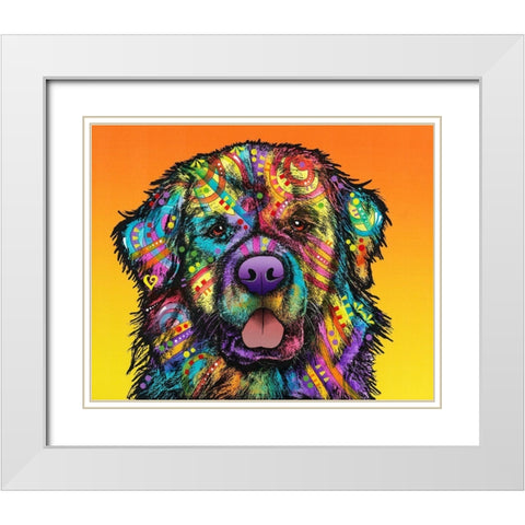 Newfie White Modern Wood Framed Art Print with Double Matting by Dean Russo Collection