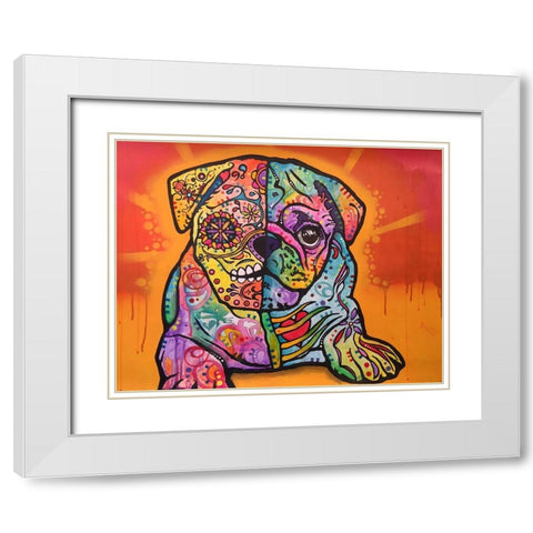 Sugar Pug White Modern Wood Framed Art Print with Double Matting by Dean Russo Collection