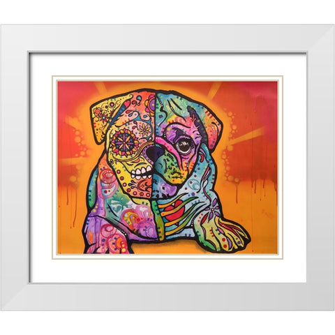 Sugar Pug White Modern Wood Framed Art Print with Double Matting by Dean Russo Collection