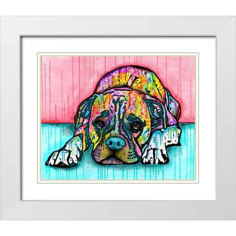 Lying Boxer White Modern Wood Framed Art Print with Double Matting by Dean Russo Collection