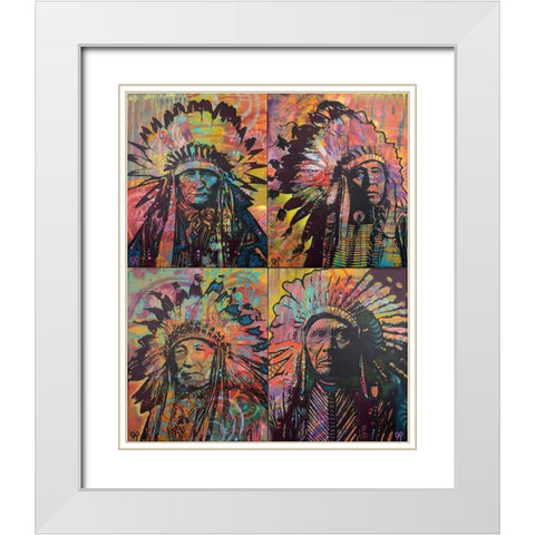 Chiefs Quadrant White Modern Wood Framed Art Print with Double Matting by Dean Russo Collection