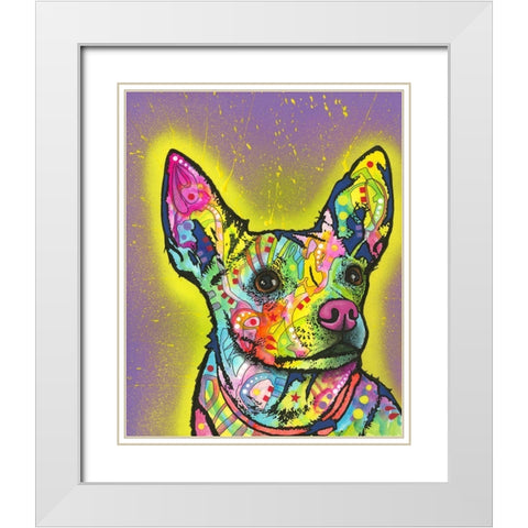 Listening White Modern Wood Framed Art Print with Double Matting by Dean Russo Collection