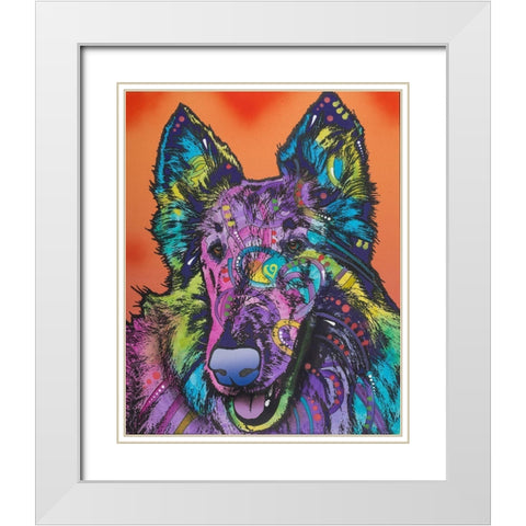 Ava White Modern Wood Framed Art Print with Double Matting by Dean Russo Collection