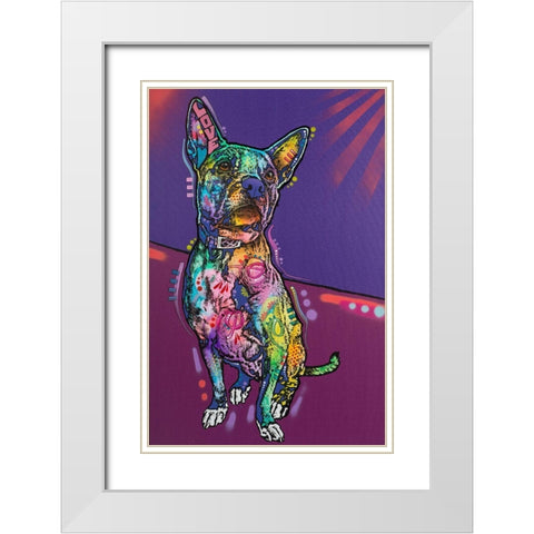 Drummer White Modern Wood Framed Art Print with Double Matting by Dean Russo Collection