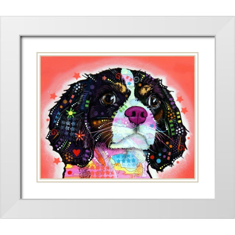 King Charles White Modern Wood Framed Art Print with Double Matting by Dean Russo Collection