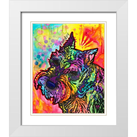 Freddy the Schnauzer White Modern Wood Framed Art Print with Double Matting by Dean Russo Collection
