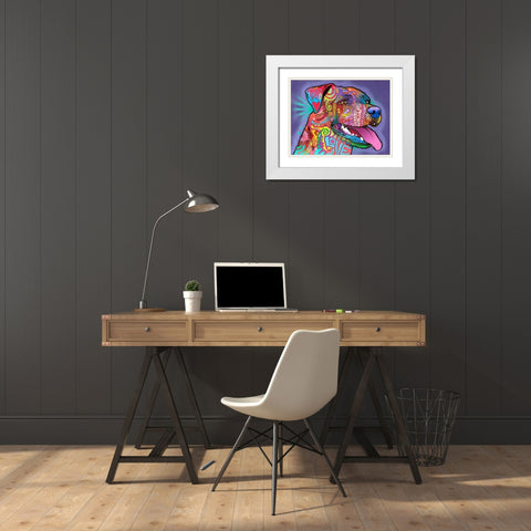 Happy Lab White Modern Wood Framed Art Print with Double Matting by Dean Russo Collection
