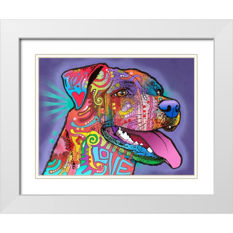 Happy Lab White Modern Wood Framed Art Print with Double Matting by Dean Russo Collection