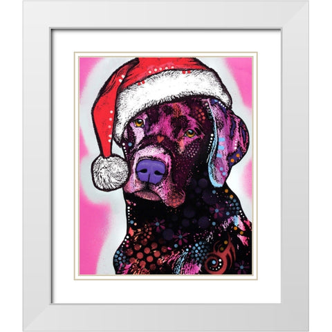 Black Lab Christmas White Modern Wood Framed Art Print with Double Matting by Dean Russo Collection