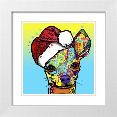Chihuahua Christmas White Modern Wood Framed Art Print with Double Matting by Dean Russo Collection