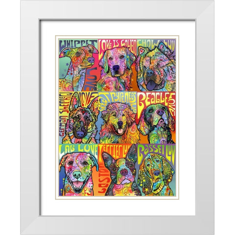 Nine Up of Dogs White Modern Wood Framed Art Print with Double Matting by Dean Russo Collection