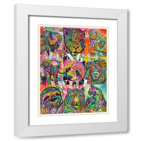 Nine Up of Jungle Wild White Modern Wood Framed Art Print with Double Matting by Dean Russo Collection