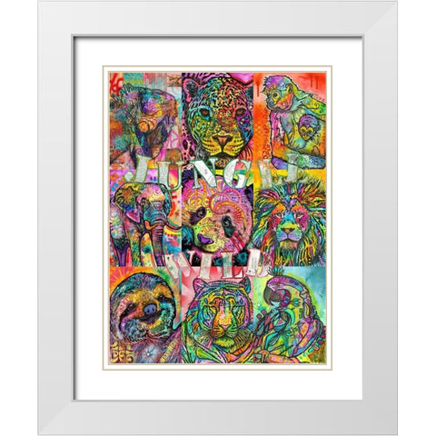 Nine Up of Jungle Wild White Modern Wood Framed Art Print with Double Matting by Dean Russo Collection