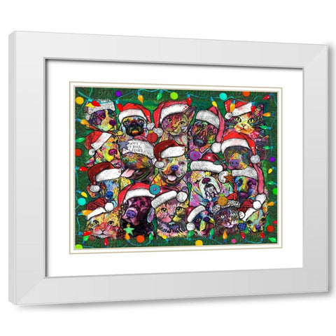 Christmas Collage White Modern Wood Framed Art Print with Double Matting by Dean Russo Collection