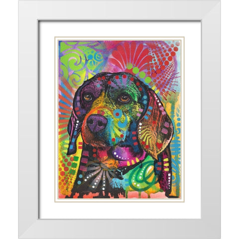 Beagle Eagle White Modern Wood Framed Art Print with Double Matting by Dean Russo Collection