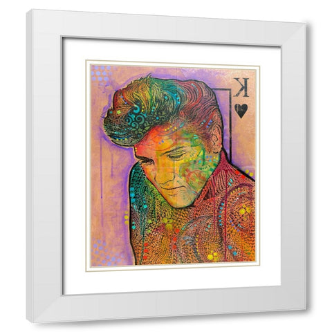 Elvis - King of Hearts White Modern Wood Framed Art Print with Double Matting by Dean Russo Collection