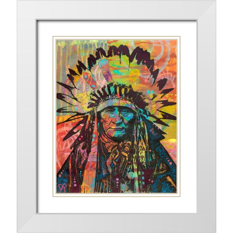 Native American II White Modern Wood Framed Art Print with Double Matting by Dean Russo Collection