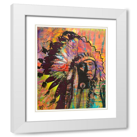 Native American III White Modern Wood Framed Art Print with Double Matting by Dean Russo Collection