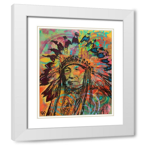 Native American V White Modern Wood Framed Art Print with Double Matting by Dean Russo Collection