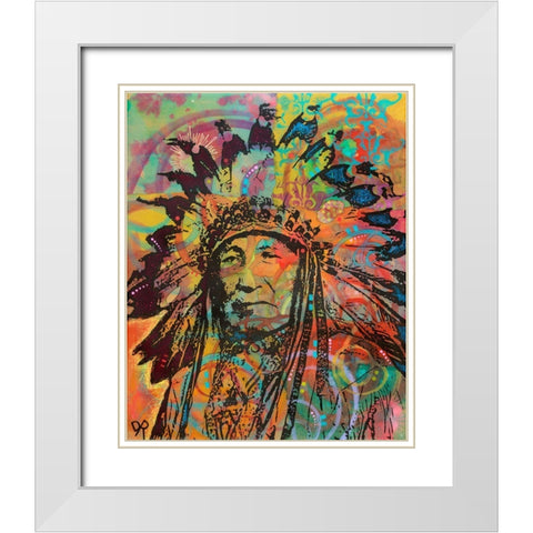 Native American V White Modern Wood Framed Art Print with Double Matting by Dean Russo Collection