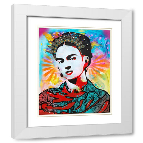 Kahlo White Modern Wood Framed Art Print with Double Matting by Dean Russo Collection
