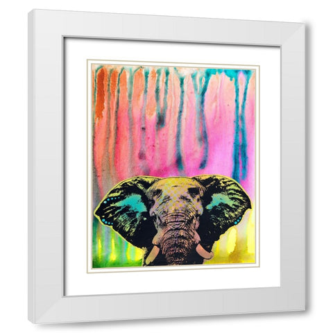 Elephant 3 White Modern Wood Framed Art Print with Double Matting by Dean Russo Collection