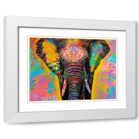 Eleph White Modern Wood Framed Art Print with Double Matting by Dean Russo Collection
