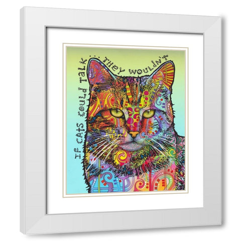 If Cats Could Talk White Modern Wood Framed Art Print with Double Matting by Dean Russo Collection