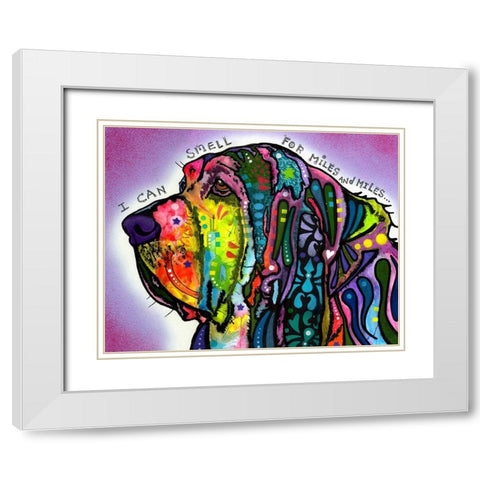 I Can Smell (Bloodhound) White Modern Wood Framed Art Print with Double Matting by Dean Russo Collection