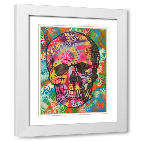 Skull 1UP White Modern Wood Framed Art Print with Double Matting by Dean Russo Collection
