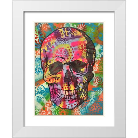 Skull 1UP White Modern Wood Framed Art Print with Double Matting by Dean Russo Collection
