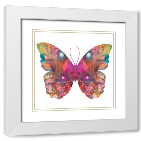 Abstract I Butterfly White Modern Wood Framed Art Print with Double Matting by Dean Russo Collection