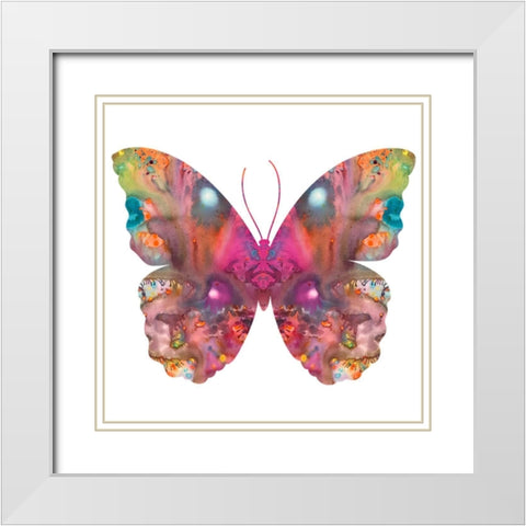 Abstract I Butterfly White Modern Wood Framed Art Print with Double Matting by Dean Russo Collection