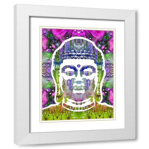Buddha White Modern Wood Framed Art Print with Double Matting by Dean Russo Collection