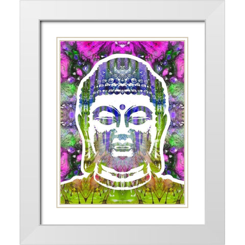 Buddha White Modern Wood Framed Art Print with Double Matting by Dean Russo Collection