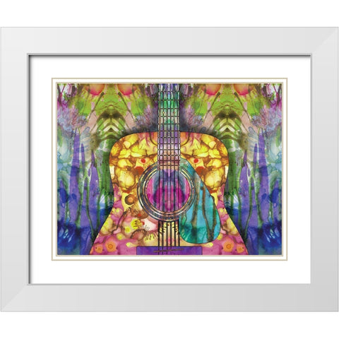 Guitar 2 White Modern Wood Framed Art Print with Double Matting by Dean Russo Collection