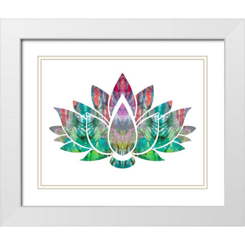 Lotus White Modern Wood Framed Art Print with Double Matting by Dean Russo Collection