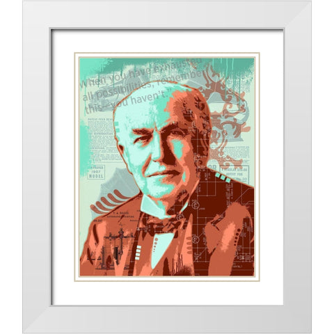 Edison White Modern Wood Framed Art Print with Double Matting by Dean Russo Collection