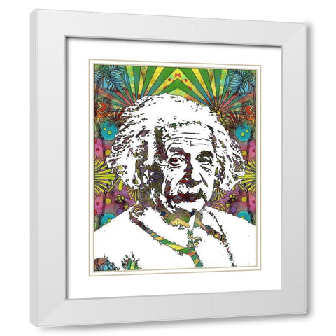 Einstein 5 White Modern Wood Framed Art Print with Double Matting by Dean Russo Collection